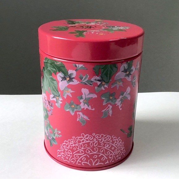 Pioneer Woman Canister Tin W/Lid Country Garden Red Floral Storage Container 5.5 - Picture 2 of 10